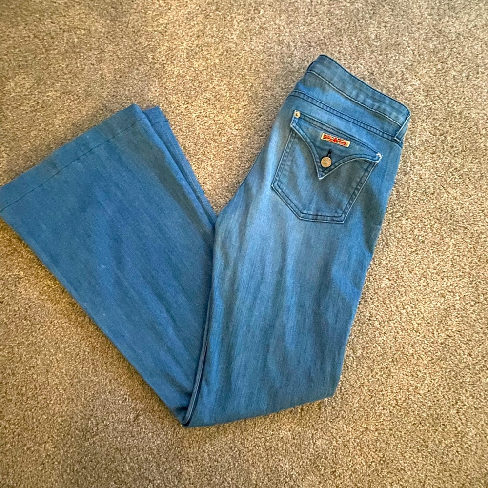 Hudson Woodstock Flare Jeans with Flap Snap Back Pockets Size 30